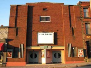 The Vogue Cinema with a blank marquee.