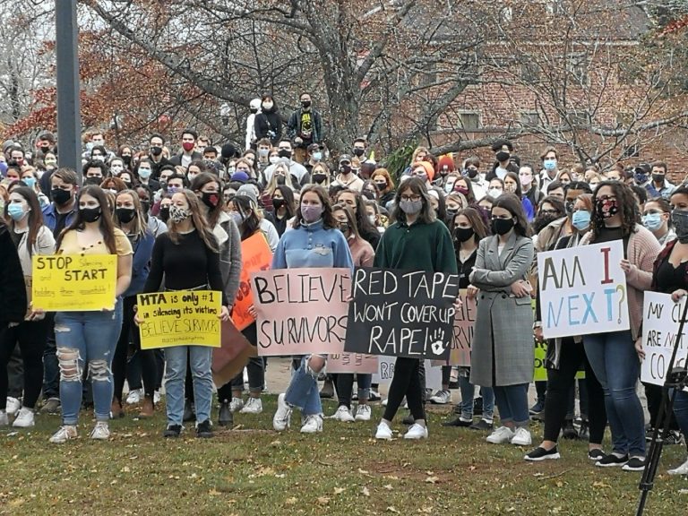 Students rally in protest of sexual violence prevalence and policies at Mount Allison