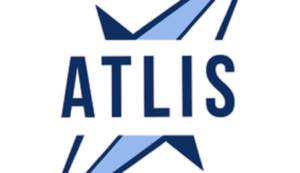 A blue and white logo that says "ATLIS."
