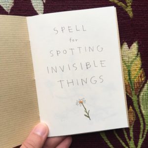 A small zine with handdrawn flowers.