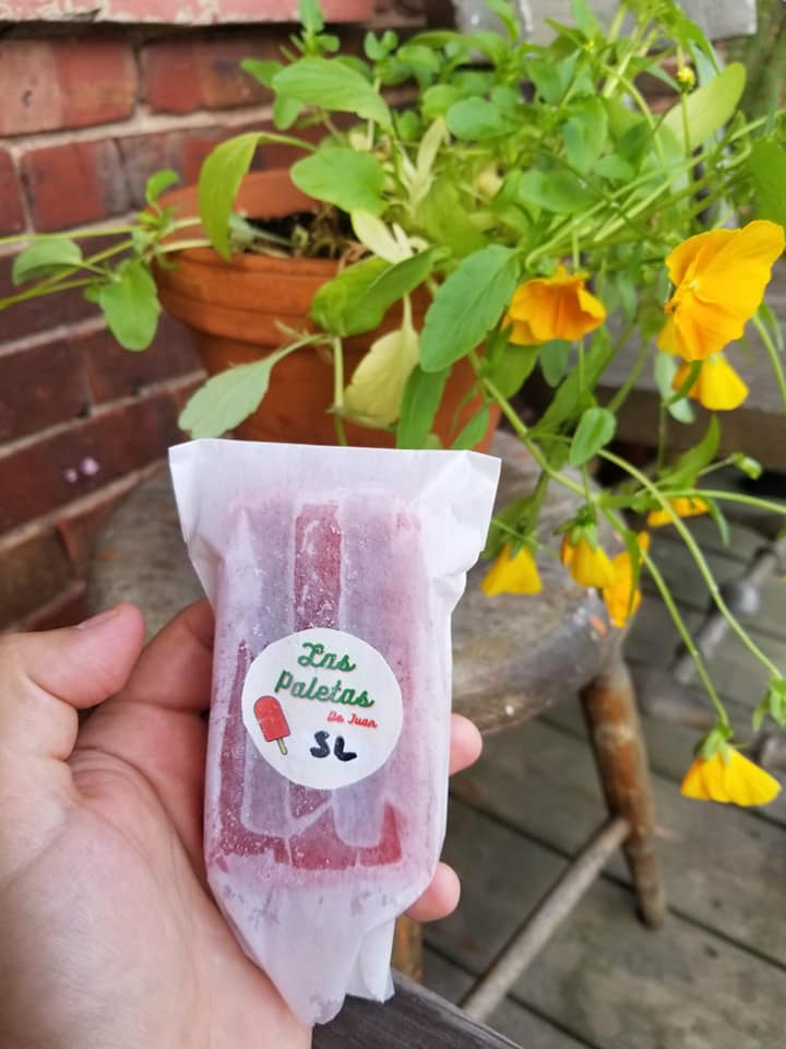 A pink paleta in a wrapper