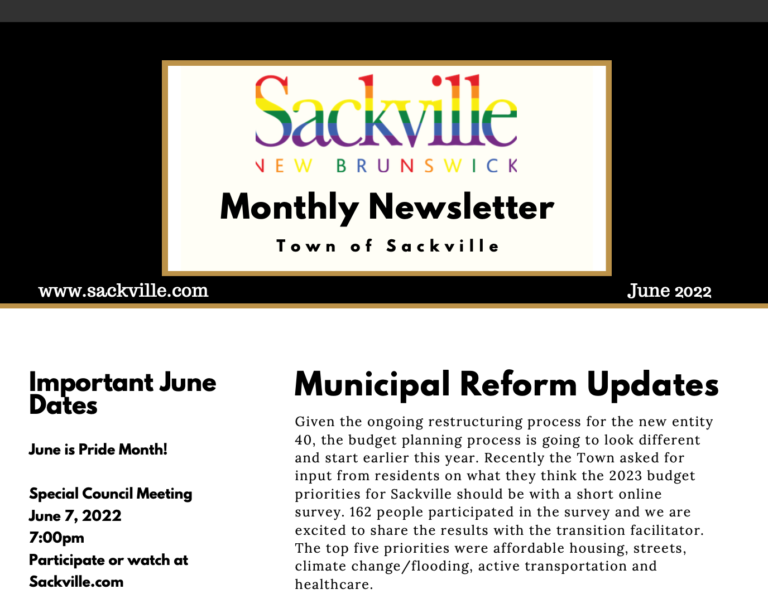 Sackville’s newsletter now available in print and by mail