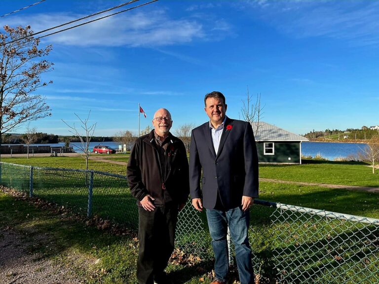 Local government minister Daniel Allain visits Sackville for photo opp with one of three mayoral candidates