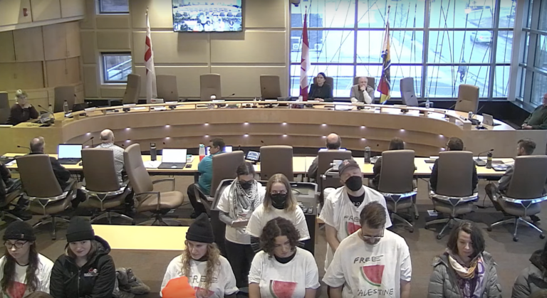 Black suspends meeting after Sackville Ceasefire Now member tries to address council